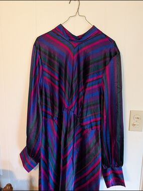 Striped Long Sleeve Midi Dress in Jewel Tones
